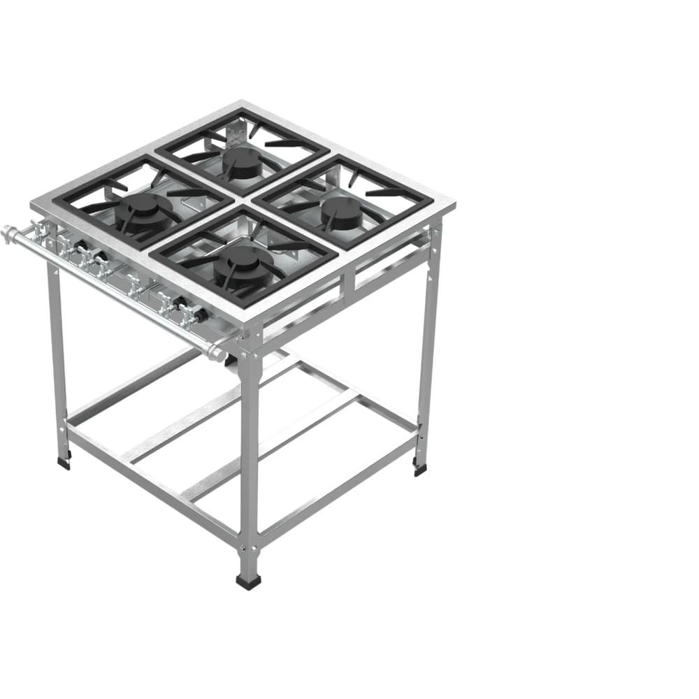 Fogão Industrial 4 Bocas 30x30 P7 em Aço Inox Leona
