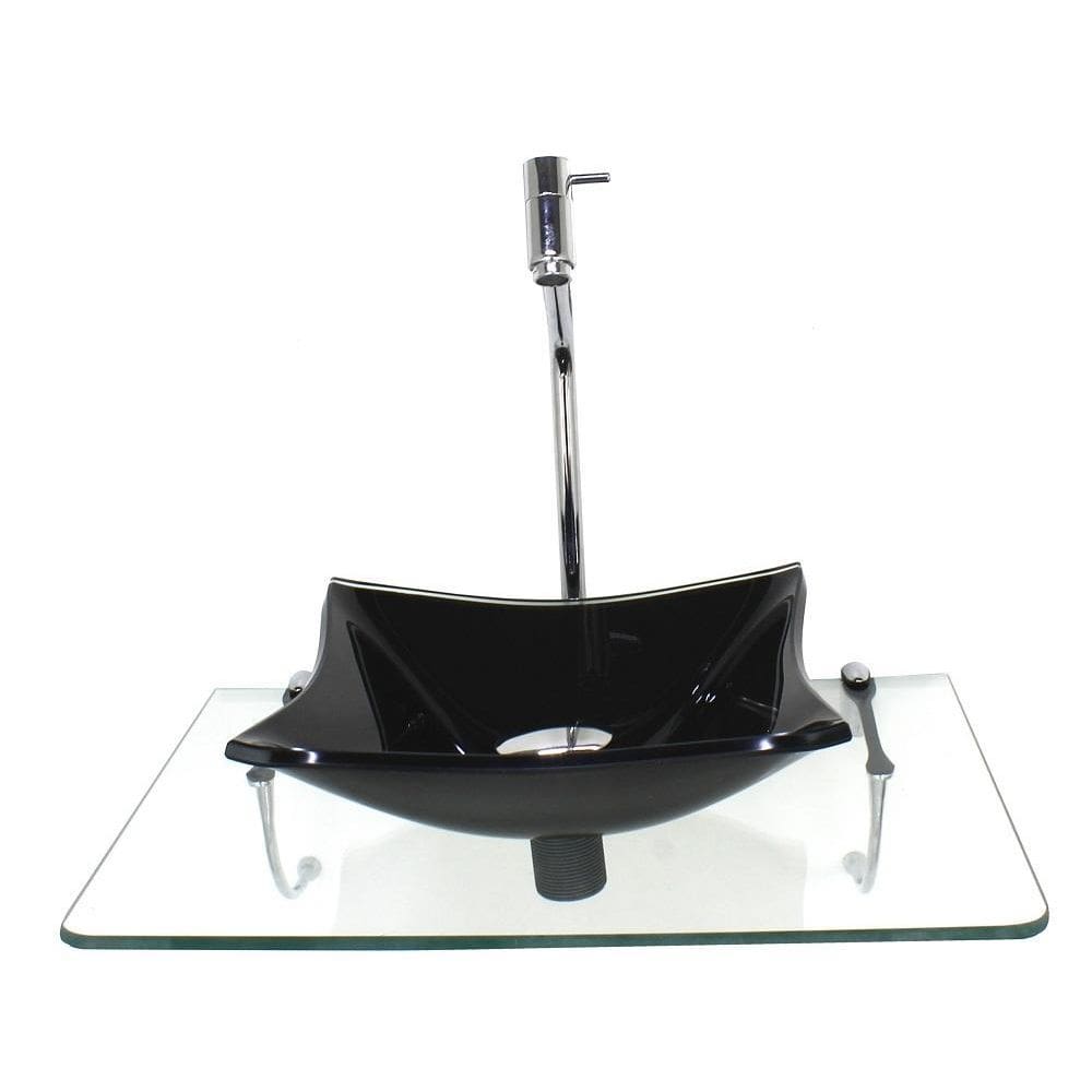 Kit Cuba Vidro Quadrada 10Mm Grafite Com Tampo 50Cm Incolor