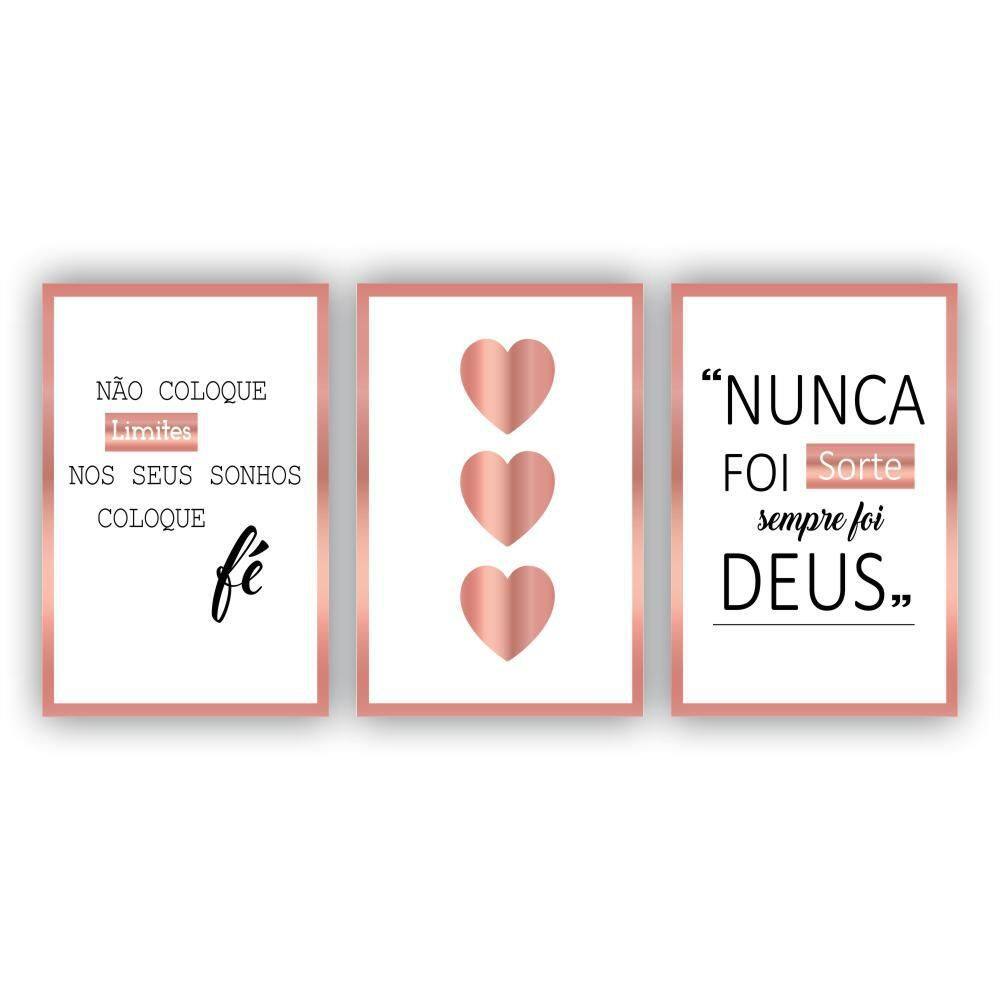 Kit Placas Quadros Decorativos Sala 3 20X30 Religioso Nunca