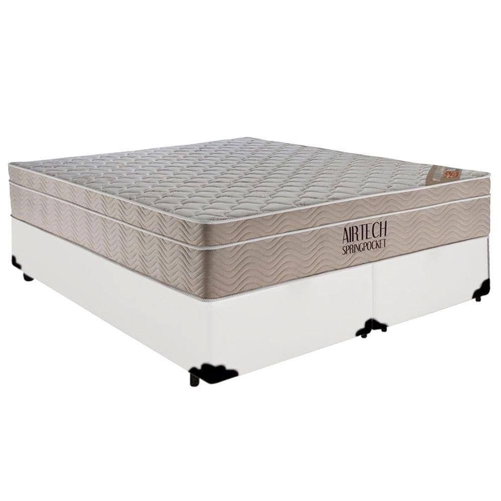 Cama Box Base Casal Bipartido Molas Ensacadas Airtech Spring 138x188 Branco - Ortobom