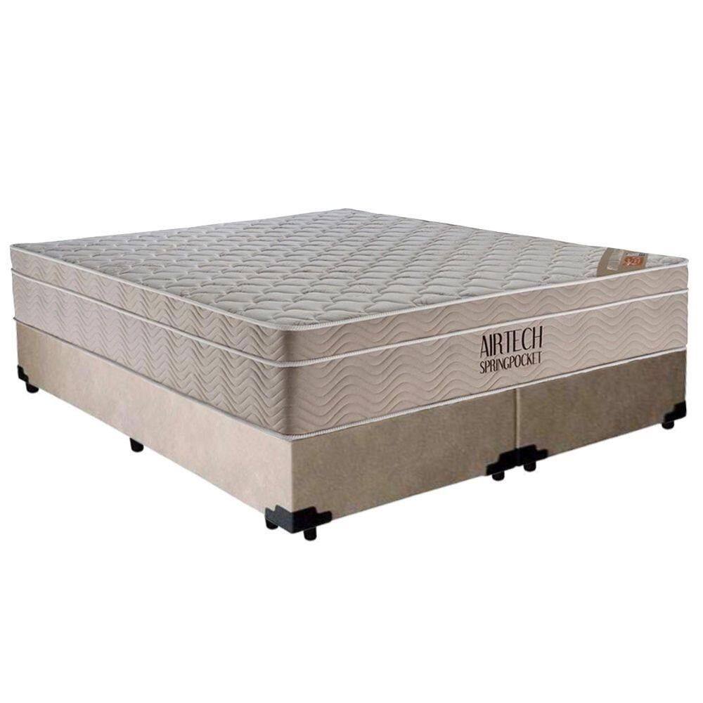 Cama Base Casal Bipartido Molas Ensacadas Airtech Spring 138x188 Bege - Ortobom