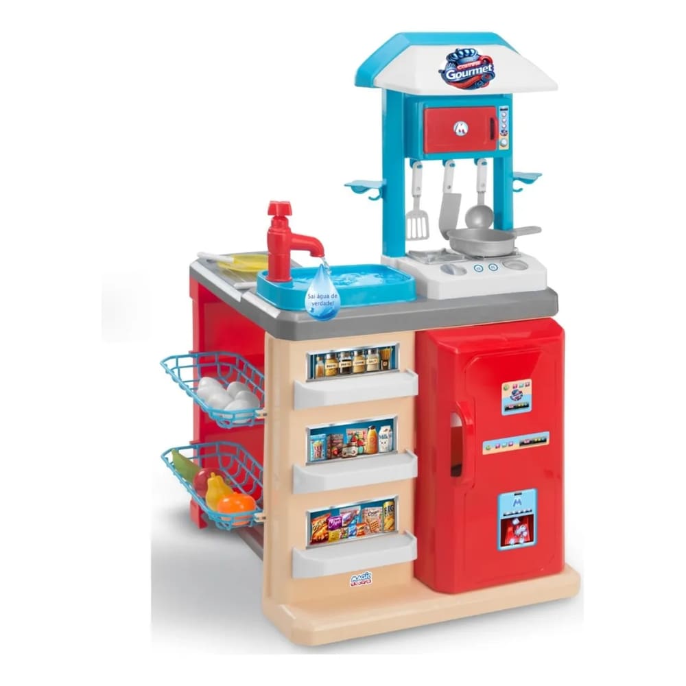 Cozinha Gourmet Vermelha Infantil com água Magic Toys