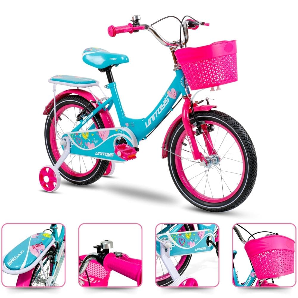 Bicicleta Infantil aro 16 Love Rosa com rodinhas e cestinha