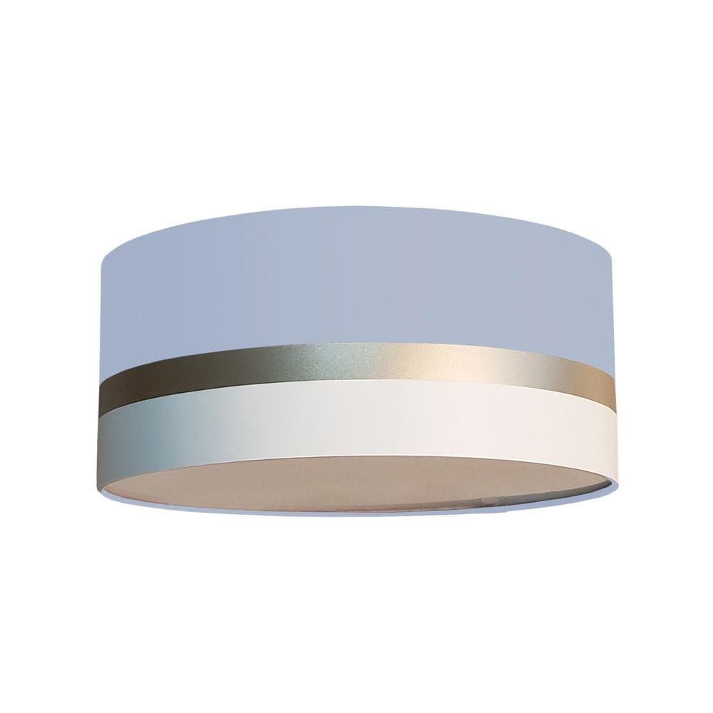 Luminária Plafon Faixas Bronze Cúpula Azul 40X15