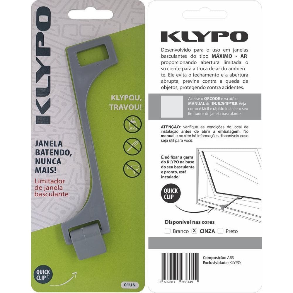 Klypo Limitador Da Abertura De Janela Basculante Cinza