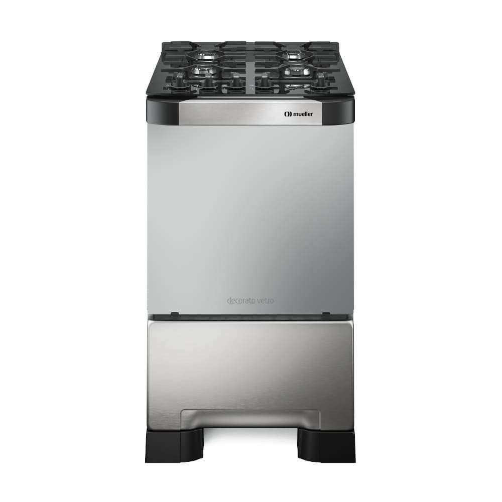 Fogão a Gás Mueller Decorato Vetro 4 Bocas Inox Mesa Vidro-Bivolt