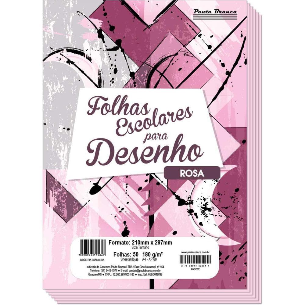 Papel Sulfite A4 Colorido Ap60 180G 60Kg. Rosa 50Fls.