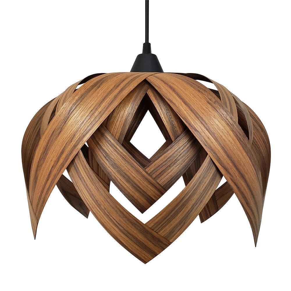 Luminária Pendente Flor De Lótus Cor Pau Ferro Bivolt E27