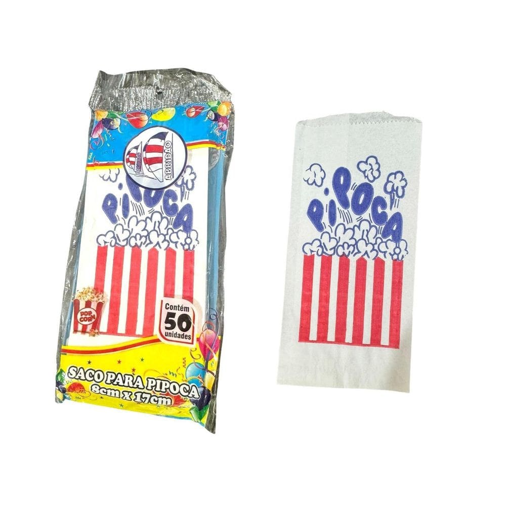 Saco De Papel Para Pipoca Impresso Desenho 8X17Cm- Kit 150Un