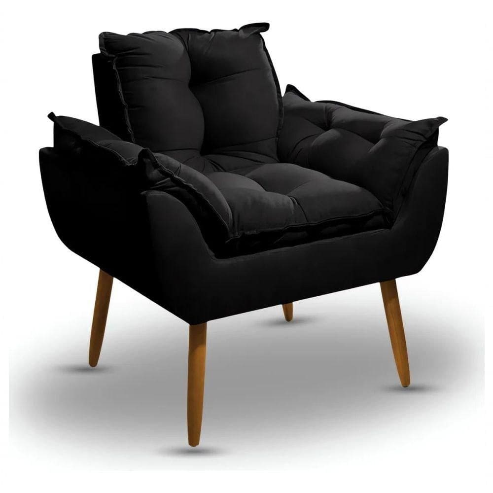 Poltrona Opala Decorativa Preta Ideal Sala De Estar Recepção