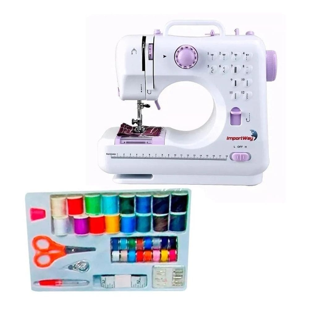 Máquina De Costura 12 Pontos Com Kit Costura