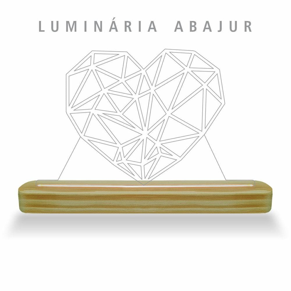 Luminária De Mesa Abajur Rgb Colorida - Coração 2D