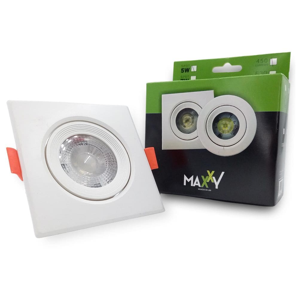 Kit 5 Spot Quadrado Led 5W Quente / Frio