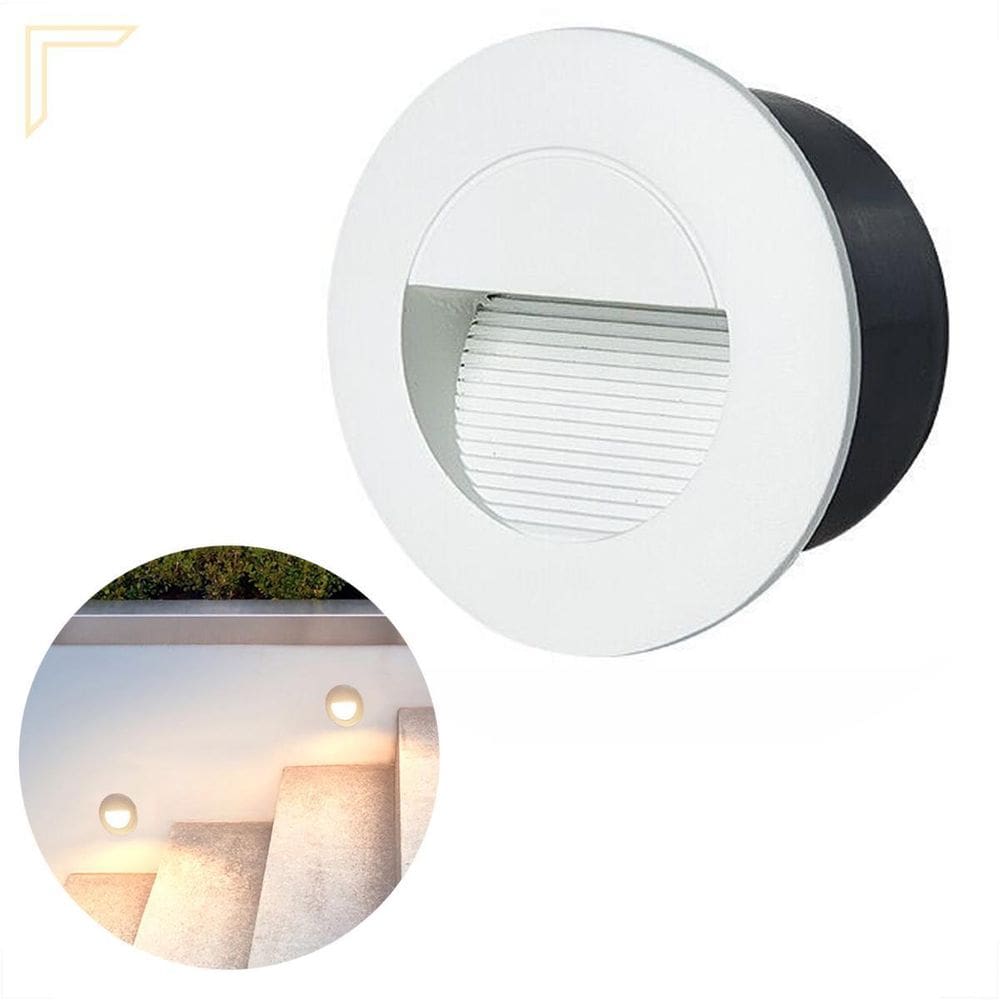 Balizador Parede Externo Embutido Redondo Led 3W Escada