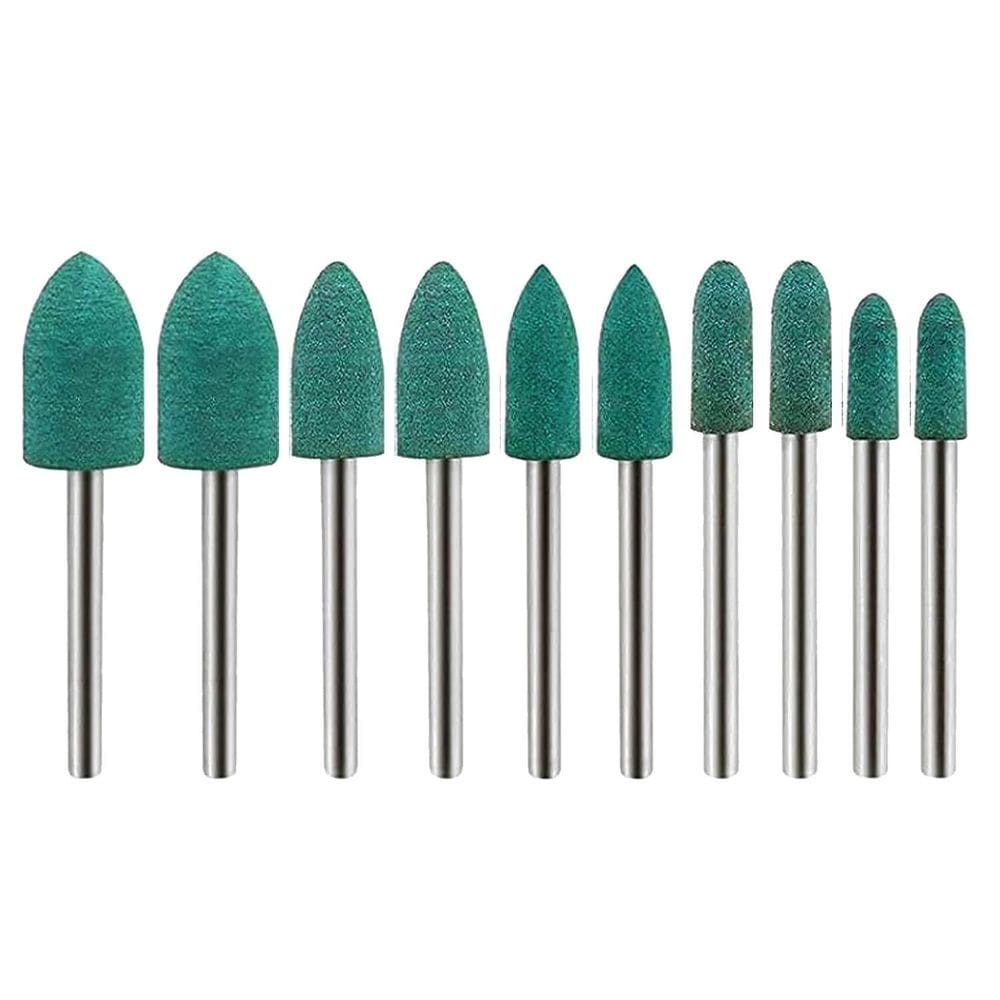 Kit 10 Pontas Montadas De 4 A 10Mm Borracha Cônica Haste 3Mm