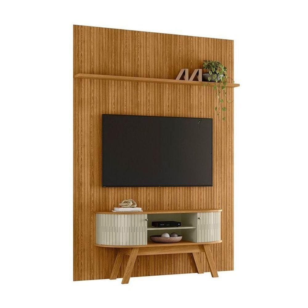 Composição New Silverstone Bancada E Painel Para 65 Polegadas - Madetec Cumaru Opala