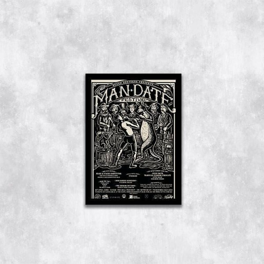Quadro Cartaz Retrô Man Date Festival 24X18Cm