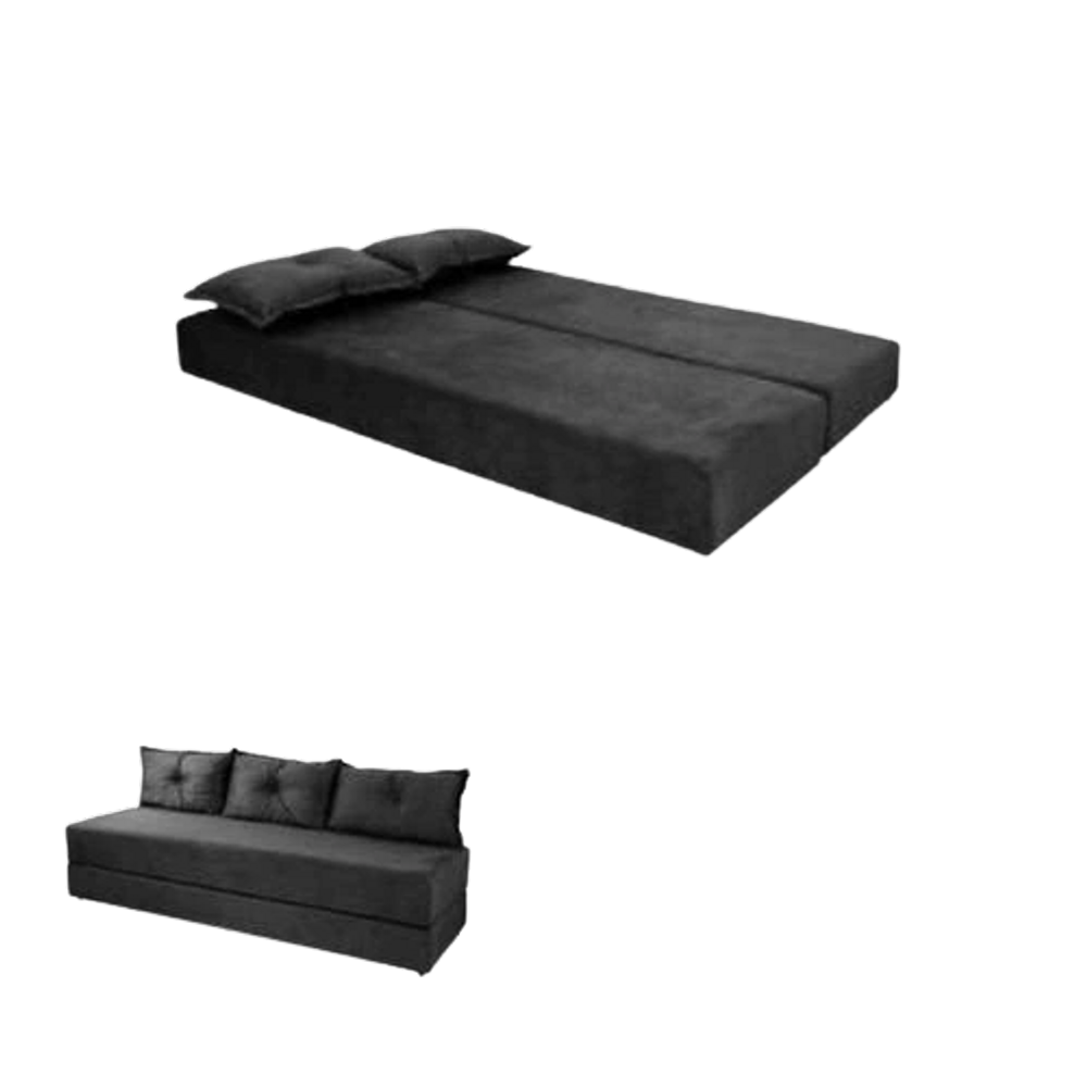 Sofá-cama Preto 3 em 1 Sofanete Multiuso