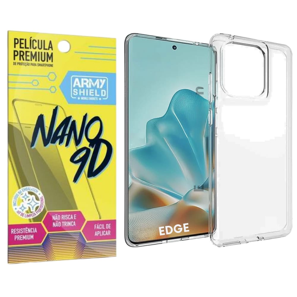 Capa Capinha Para Moto Edge 60 Pro + Pelicula de Cerâmica 9D - Armyshield