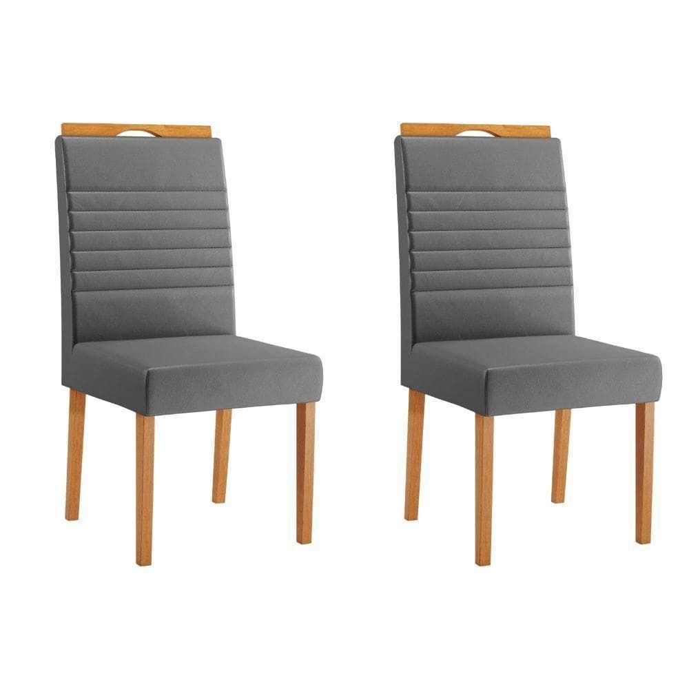 Conjunto 2 Cadeiras Horizonte Veludo Cinza Pés Em Madeira Jcm