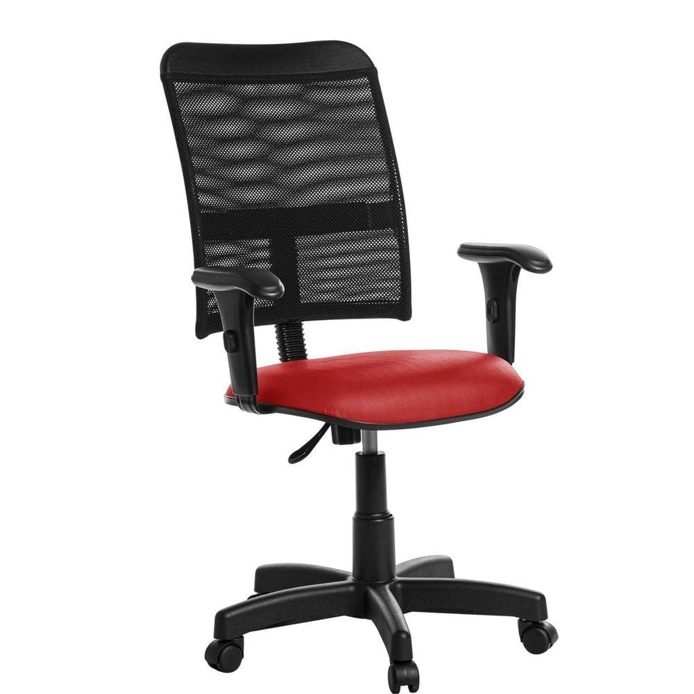 Cadeira De Escritório Giratória Tela Com Braço Rce Vermelho