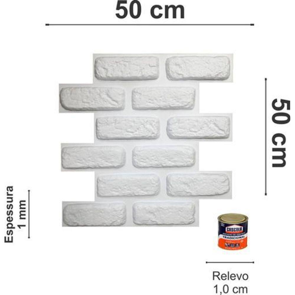 Placas Revestimento 3D Parede Tijolinho 50x50cm Branca