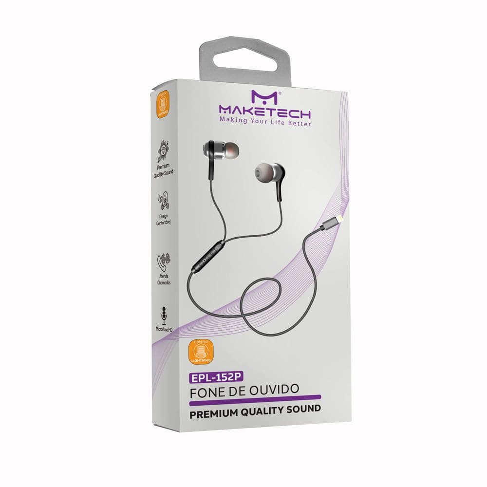 Fone de Ouvido Maketech Lightning Com Fio Epl 152P