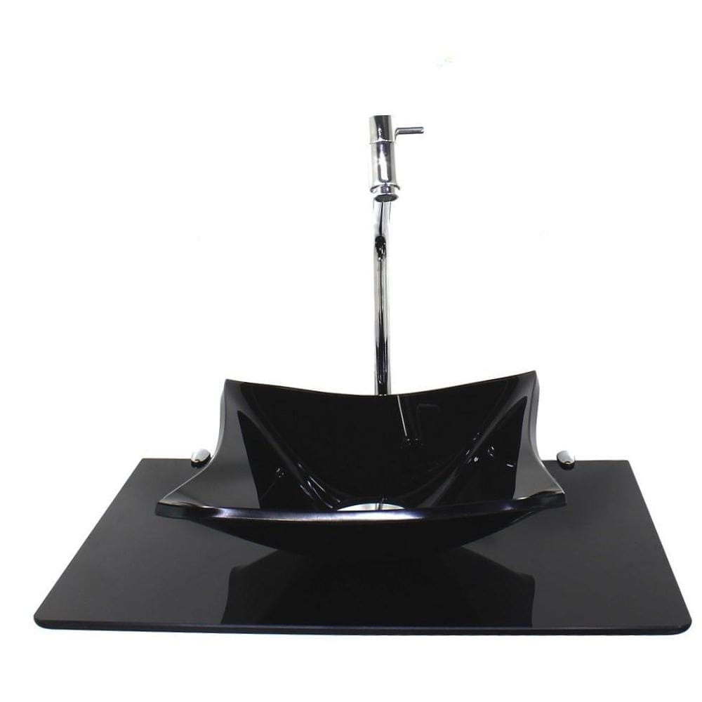 Kit Cuba De Vidro Quadrada 10Mm Com Tampo 50Cm Preto Full