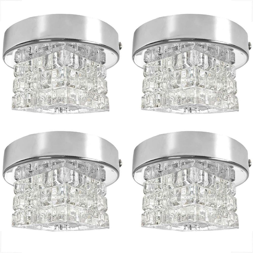 Kit 4 Spot Cristal Quadrado Sobrepor Plafon Lavabo G9 Bet45