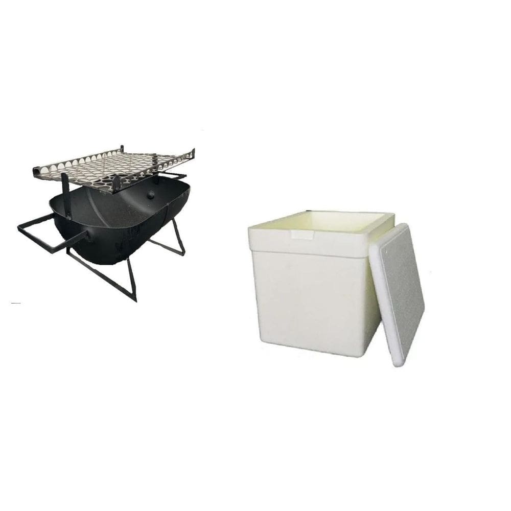Kit Viagem Férias Churrasqueira + Caixa Isopor Térmica 28L
