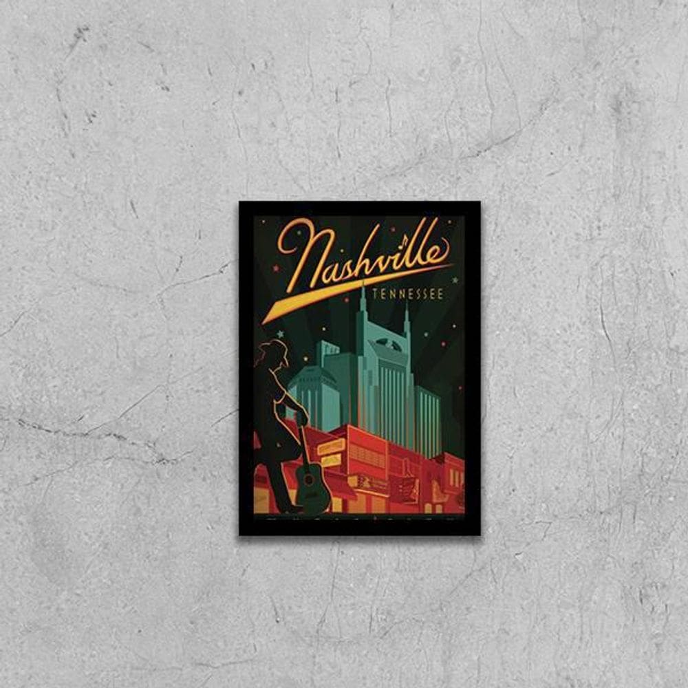 Quadro Cartaz Retrô Nashville 24X18Cm