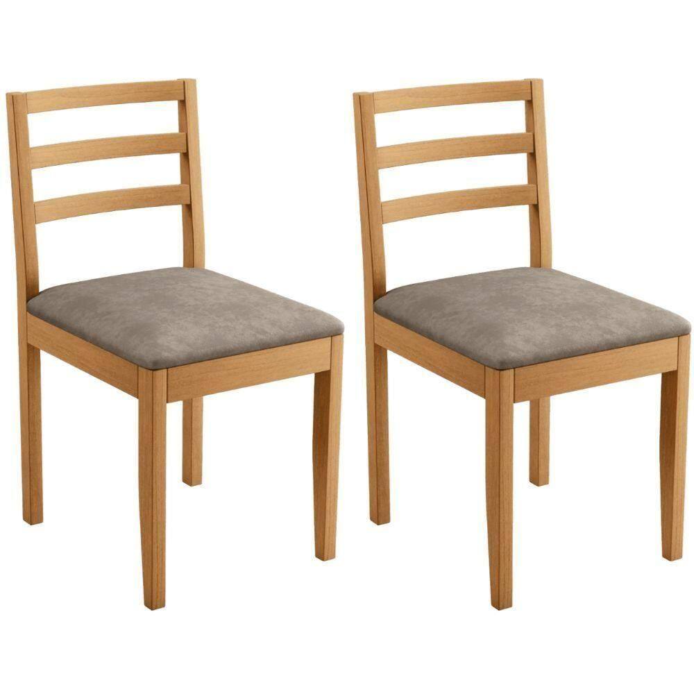 Conjunto 2 Cadeiras Jade 02 Verona Grafite Pés Em Madeira Jcm