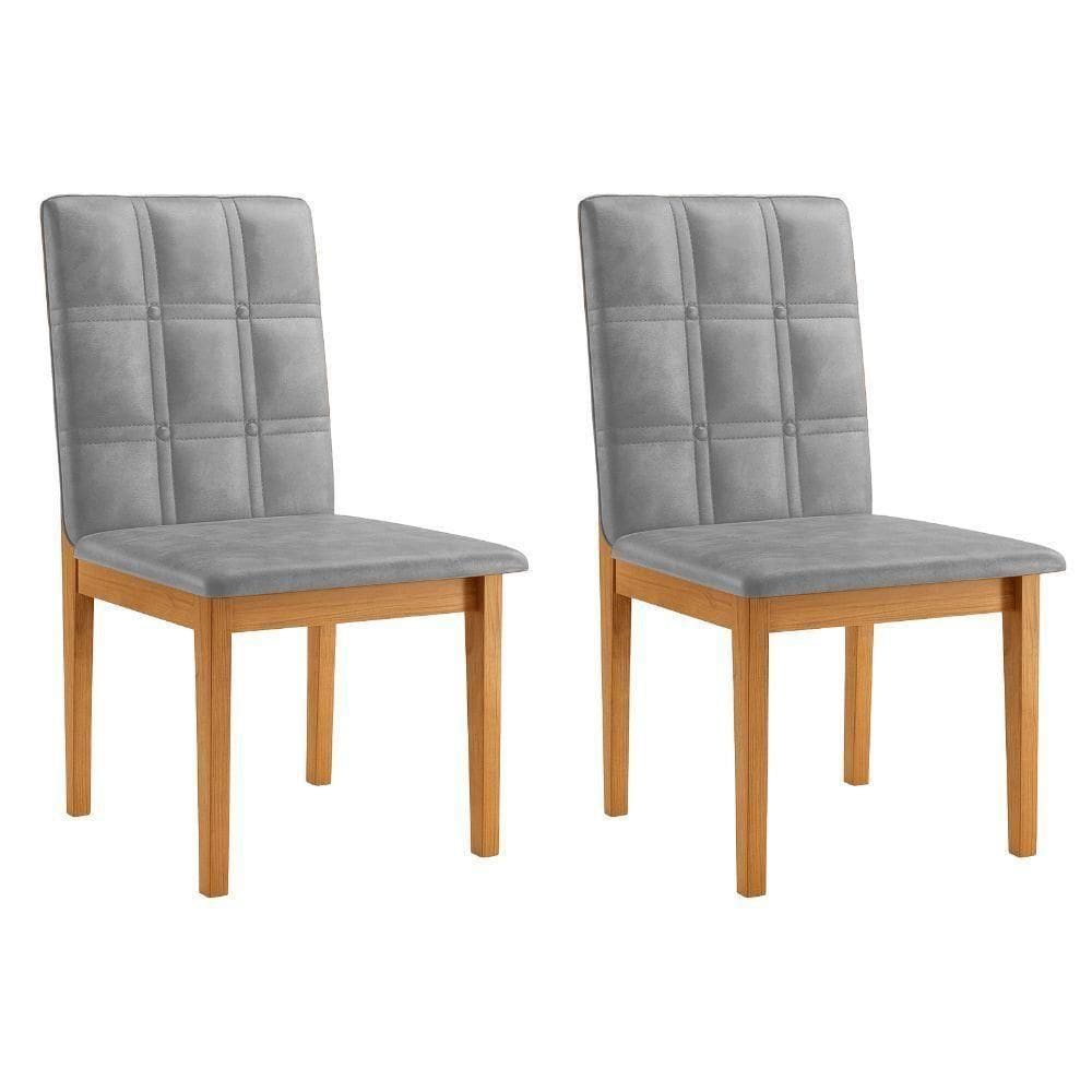 Conjunto 2 Cadeiras ágata Verona Grafite Com Botões Pés Em Madeira Jcm