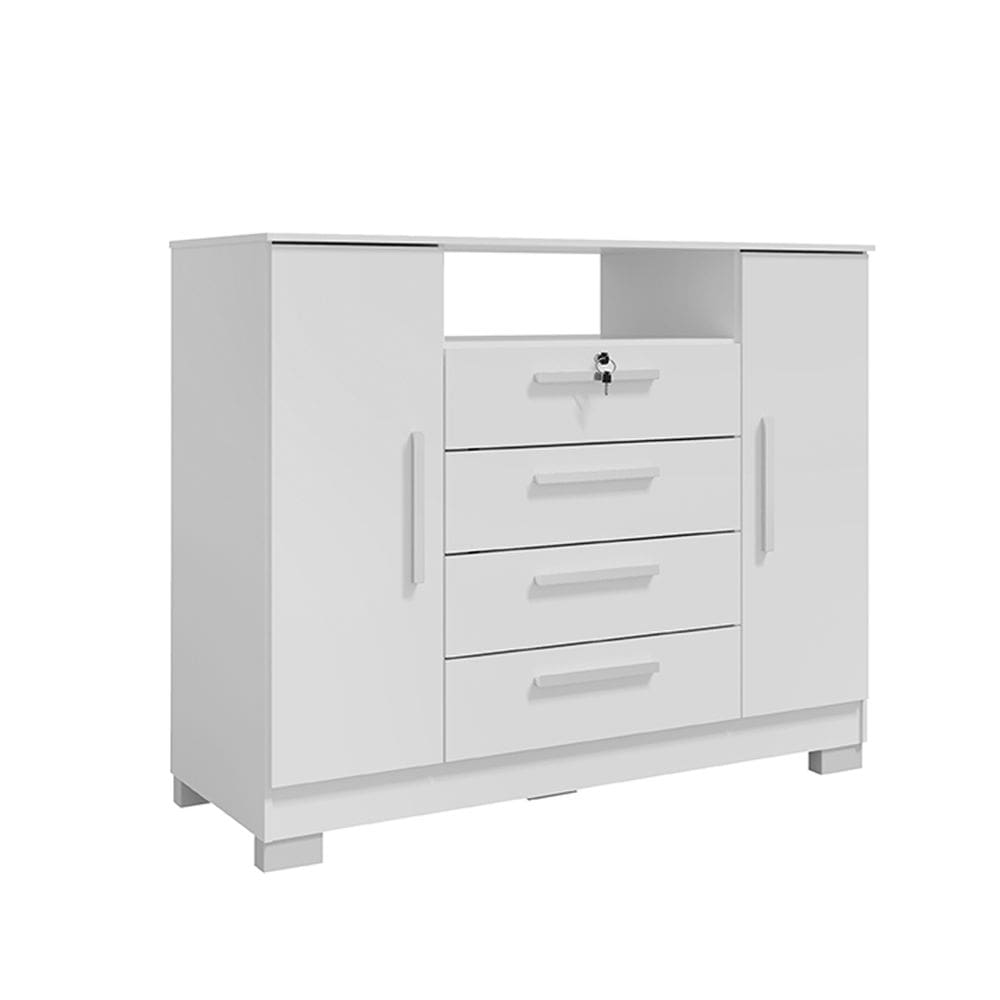 Cômoda 2 Portas 4 Gavetas 1,20x0,98 Bath - Branco TX - ÉdeCasaMóveis