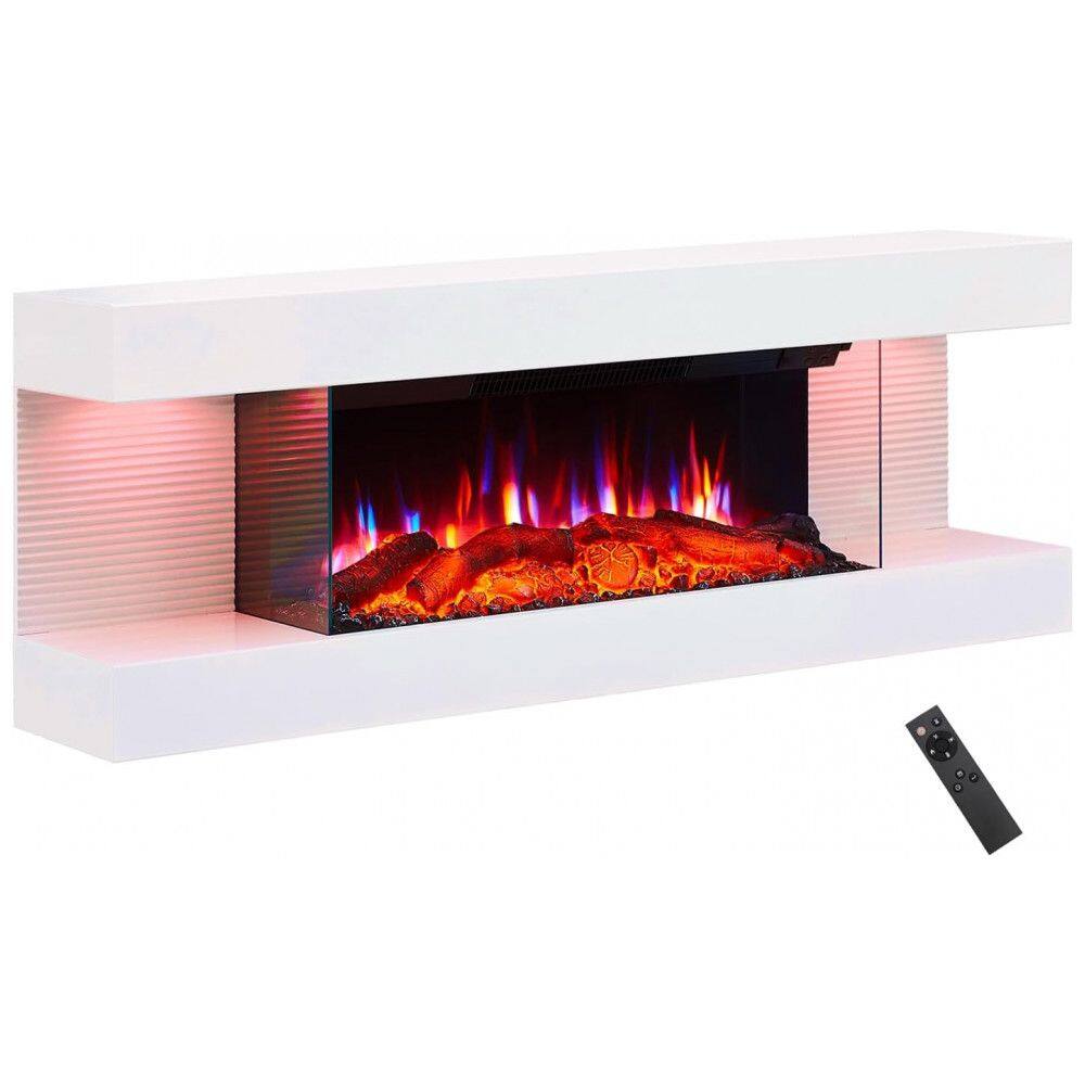 Lareira Elétrica PuraFlame Alsa 111,76 cm Montagem na Parede Tudo em Um com Cores de Luz Ambiente Variadas, Controle Remoto, Aquecedor de