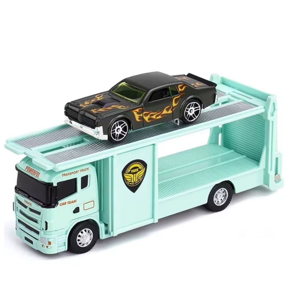 Carrinho Reboque Caminhão DieCast Baú Verde Claro Metal 1:64