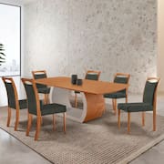 Mesa Ellis 180cm Tampo Laminado Canto Barril com 6 Cadeiras Munique