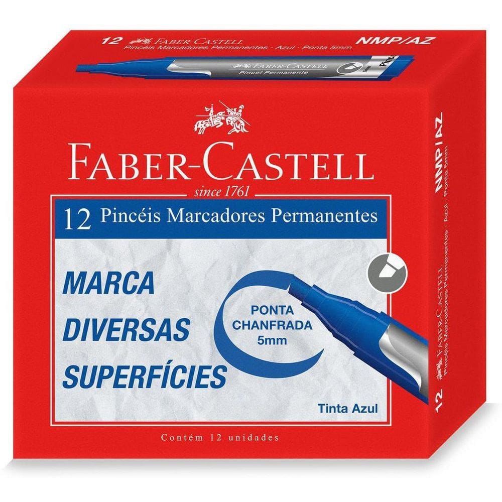 Pincel Marcador Permanente Azul - 12 Unidades