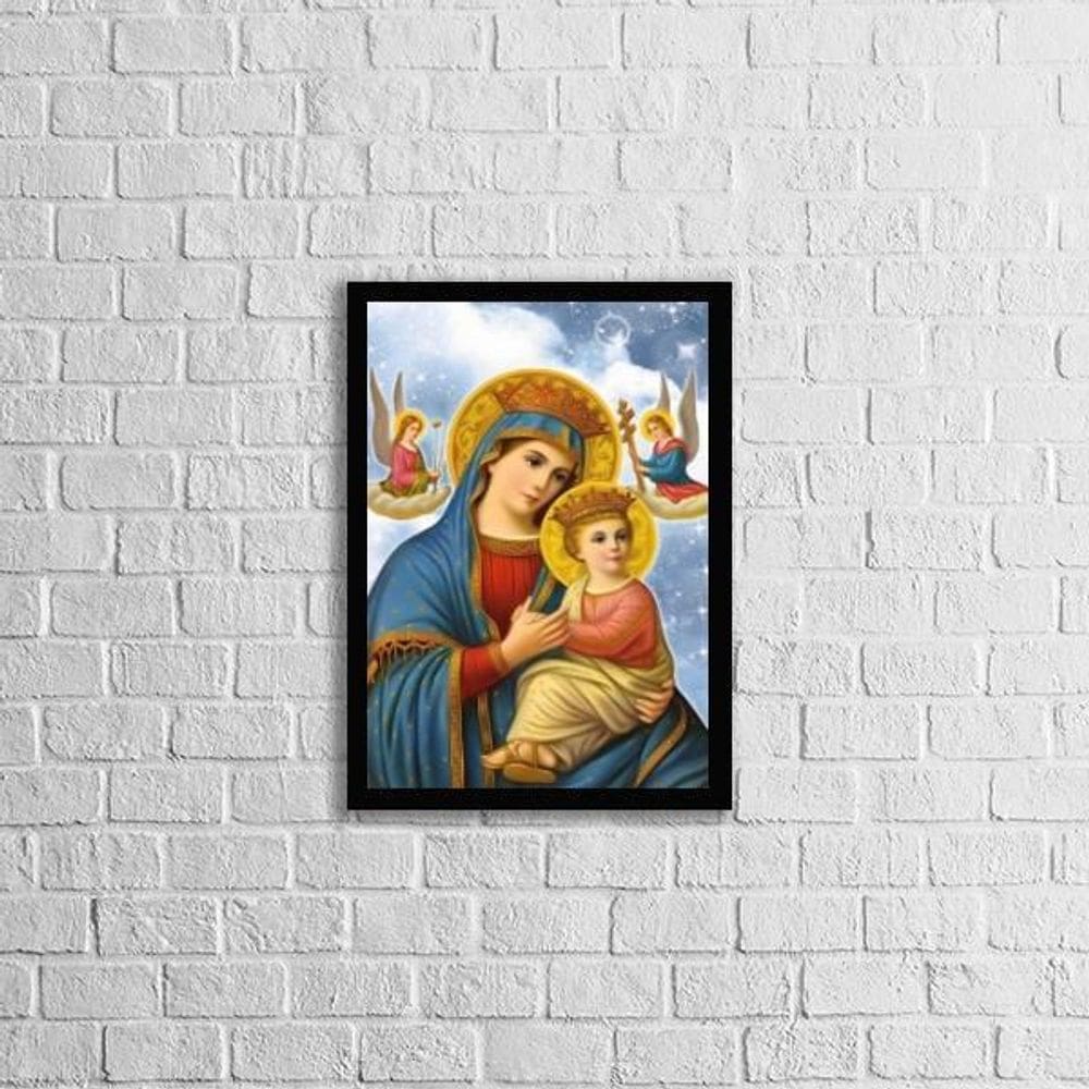Quadro Nossa Senhora Perpétuo Socorro 33X24Cm Moldura Preta