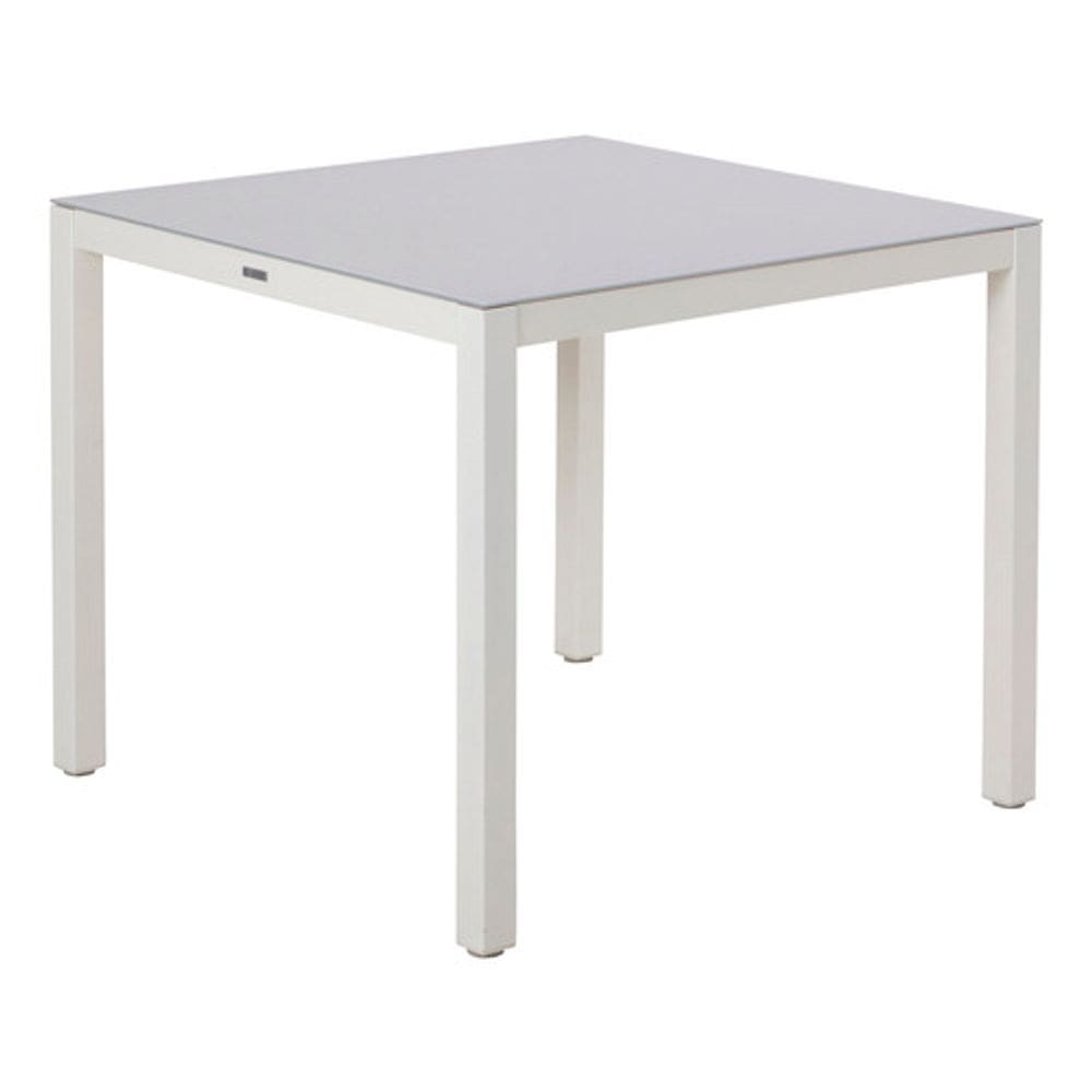 Mesa Quadrada Jardim Varanda 75x90x90cm Aluminio Vidro White