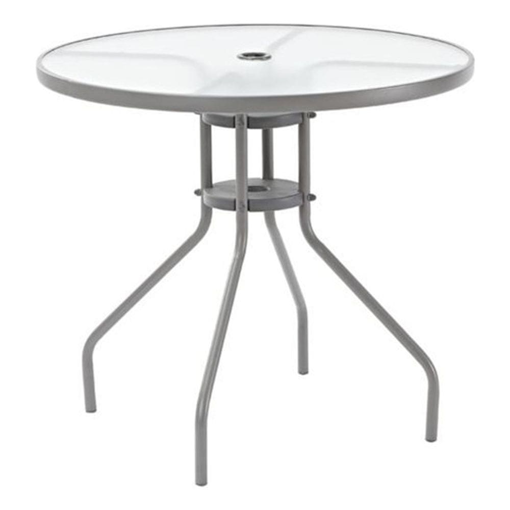 Mesa Redonda Jardim Varanda 70x80x80cm Aco E Vidro