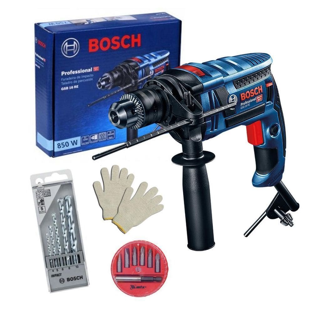 Furadeira De Impacto 1/2 Pol 850W Gsb16Re Bosch + Acess 220V