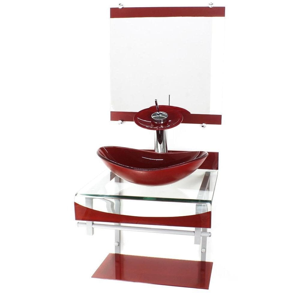 Gabinete Vidro 40Cm Banheiro Curvado Duplo Pc Cuba Oval