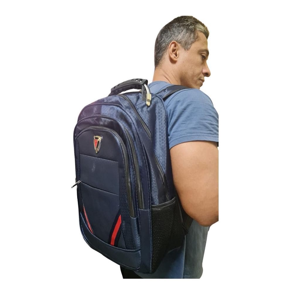 Mochila C/Alça Cabo De Aço Grande Unissex Notebook Azul
