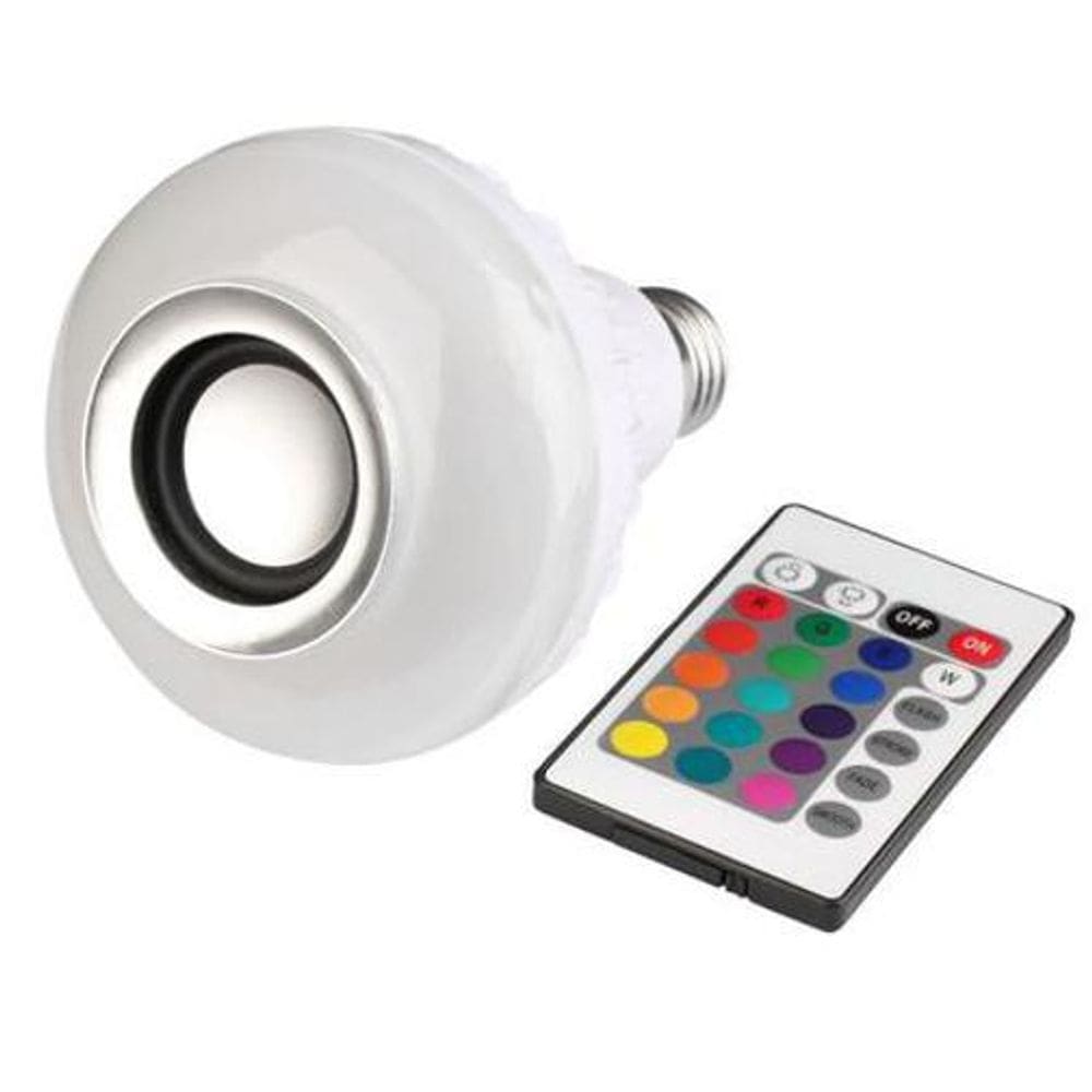 Lâmpada Led Caixa De Som Bluetooth Musical RGB 16 Cores 12W