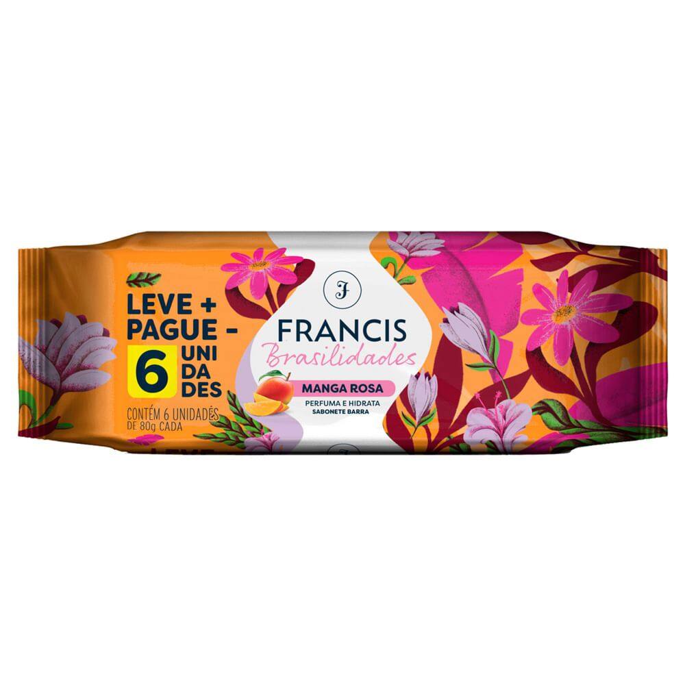 Sabonete em Barra Francis Brasilidades Manga Rosa com 6 Unidades 80g cada