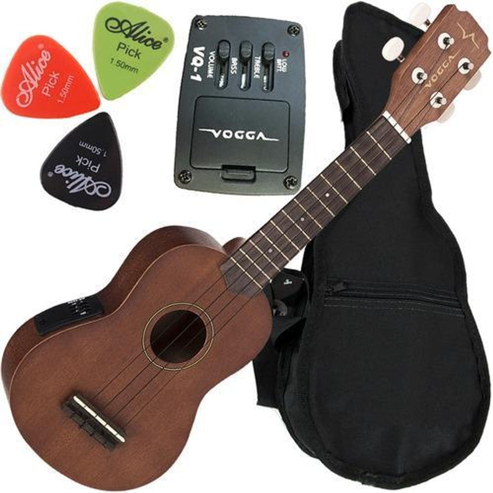 Kit Ukulele Elétrico Soprano Capa Vuk309 Vogga