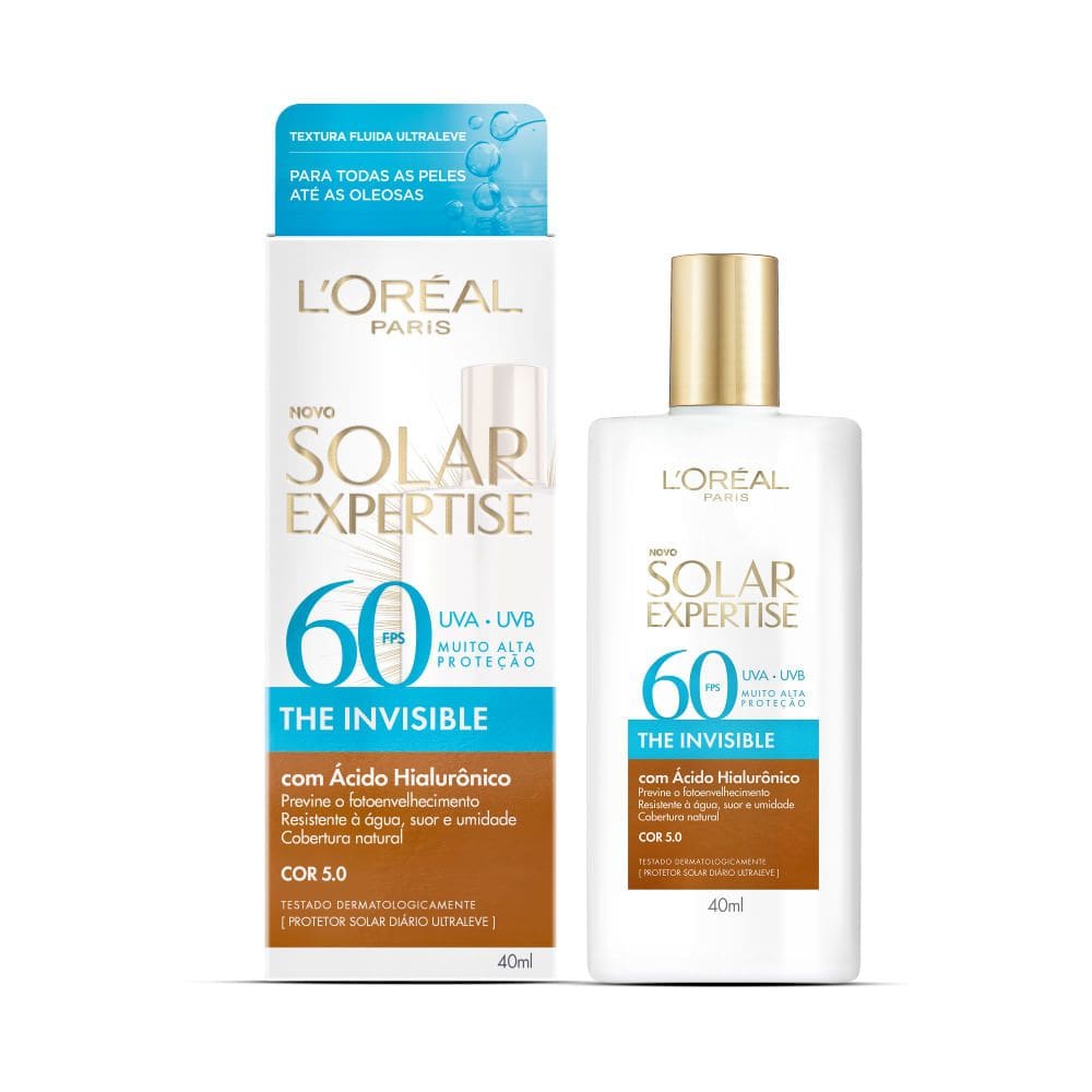Protetor Solar Facial L`Oréal Paris Solar Expertise The Invisible FPS 60 Cor 5.0 40ml
