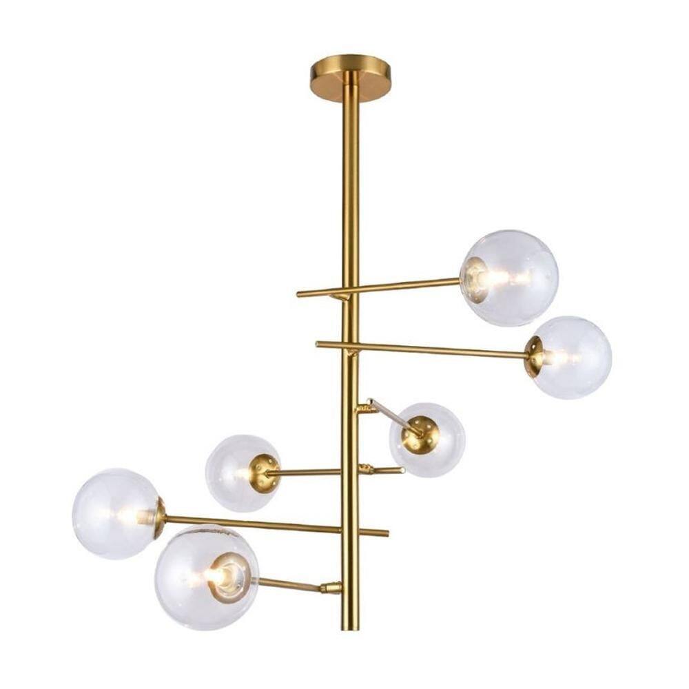 Lustre Pendente Cosmos Dourado 9 Lâmpadas G9 Or1182 Orluce