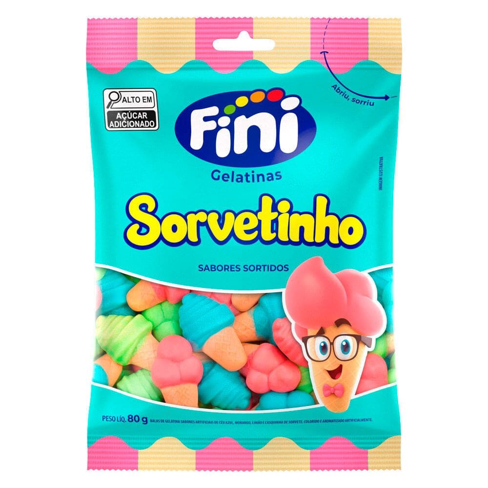 Bala de Gelatina Fini Sorvetinho Sabores 90g